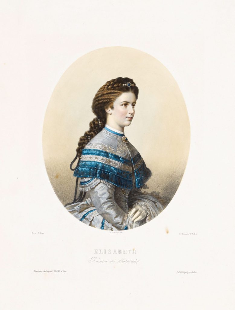 Kaiserin Elisabeth im Profil in einer Lithografie